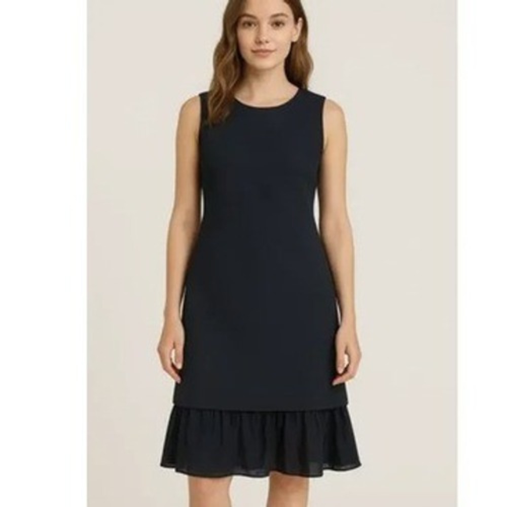 Sanctuary Dress Women Small Black Sleeveless Ruffle Hem Textured Mini Shift‎